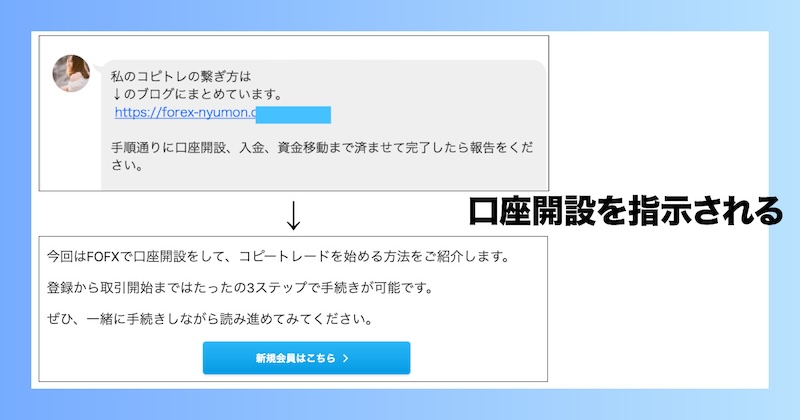 LINEから口座開設を指示される